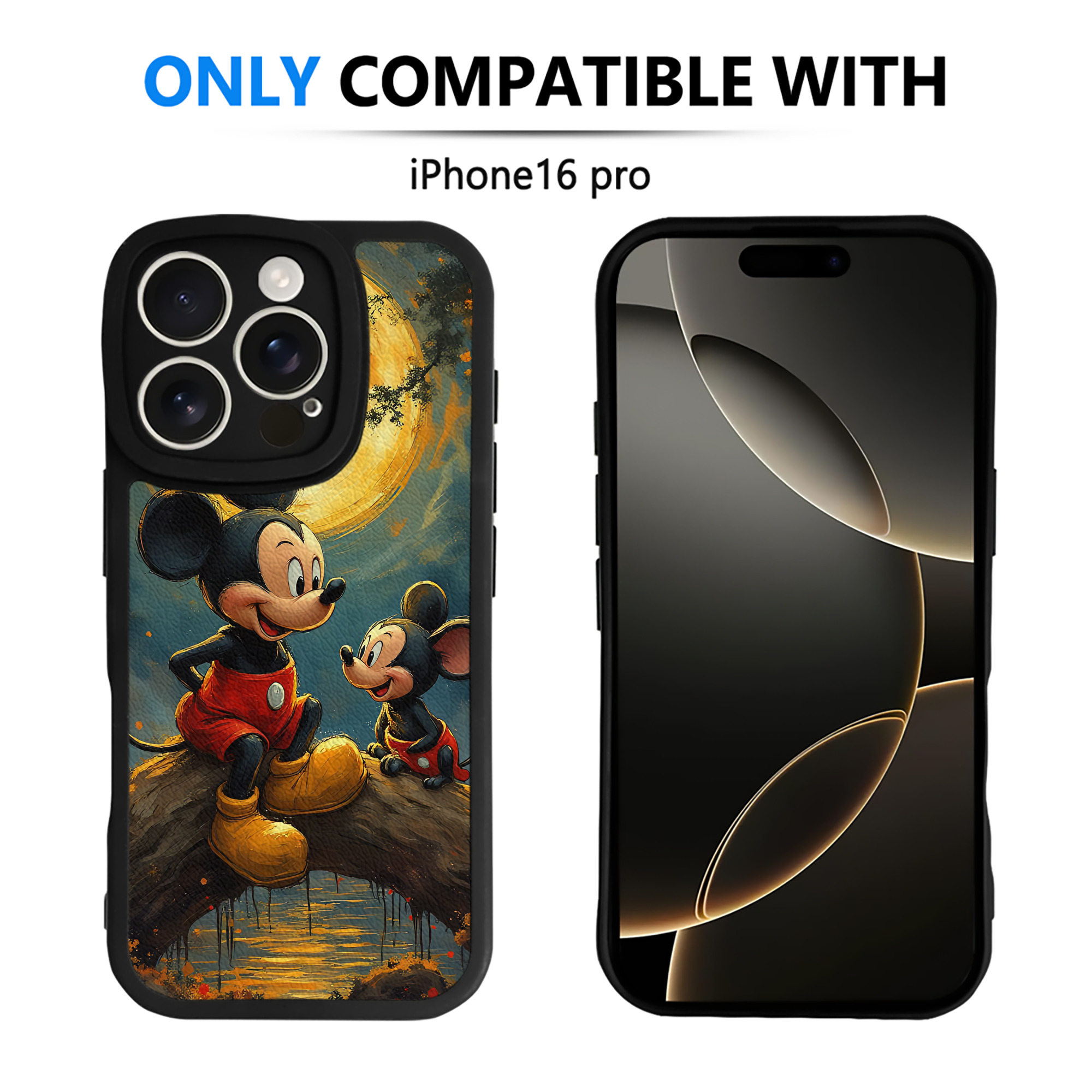 （画像用） ミッキーマウス Mickey Mouse 【iPhone 16シリーズ対応】シリコンスマホケース（レザー調） 材質：シリコン